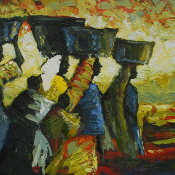 Painting titled "HAWKERS [acrylic on…" by Terra Bantu, Original Artwork, Oil