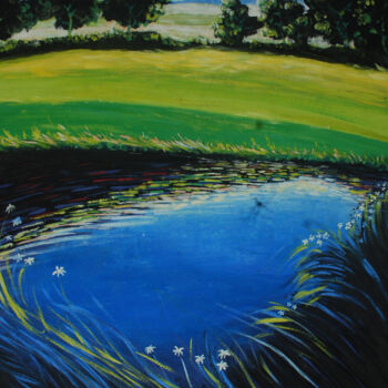 Peinture intitulée "golf course 3 [goua…" par Terra Bantu, Œuvre d'art originale, Gouache