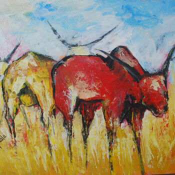 Painting titled "grazing [acrylic on…" by Terra Bantu, Original Artwork, Oil