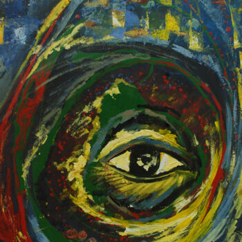 Painting titled "the eye within [acr…" by Terra Bantu, Original Artwork, Oil