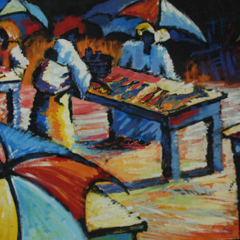 Painting titled "fish market [gouach…" by Terra Bantu, Original Artwork, Oil