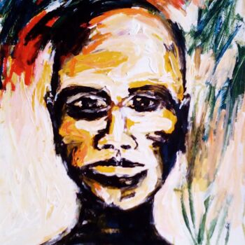 Painting titled "Thoughtful" by Terra Bantu, Original Artwork, Acrylic