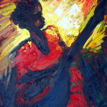 Painting titled "guitar boy [acrylic…" by Terra Bantu, Original Artwork, Oil