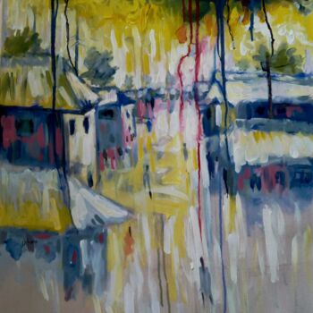 Painting titled "street-in-auchi" by Terra Bantu, Original Artwork, Acrylic