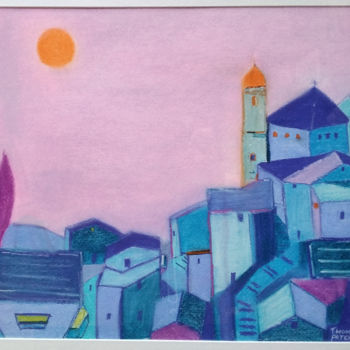 Картина под названием "French Village 1" - Thomas Patchell, Подлинное произведение искусства, Пастель