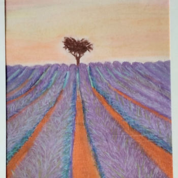Painting titled "Lone Tree in Lavend…" by Thomas Patchell, Original Artwork, Pastel
