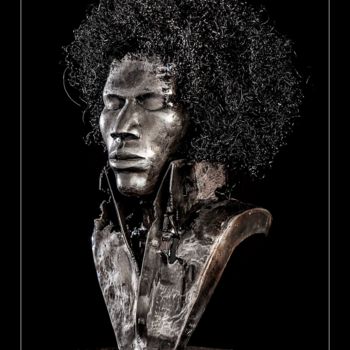 Sculpture intitulée "My vision of jimi" par Samot, Œuvre d'art originale, Métaux