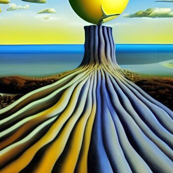 Digitale Kunst mit dem Titel "Yellow Planet" von Thomas Schneider, Original-Kunstwerk, 2D digitale Arbeit