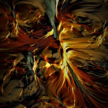 Digitale Kunst mit dem Titel "Inferno" von Thomas Seebauer (FractopiaArt), Original-Kunstwerk, Digitale Malerei Auf Holzplat…