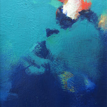 Painting titled "Cerulean Serenity:…" by Thomas Steyer, Original Artwork, Acrylic Mounted on Cardboard