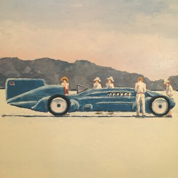 Painting titled "Bluebird 2 à Bonnev…" by Thomas Grotzky, Original Artwork, Oil Mounted on Wood Stretcher frame