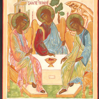 Painting titled "Très Sainte Trinité" by Marie-Eve Thomas, Original Artwork, Tempera