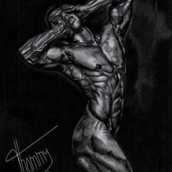 Dibujo titulada "Desnudo Masculino 2" por Thommy, Obra de arte original, Grafito