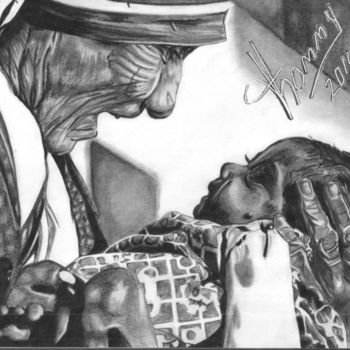 Dessin intitulée "Madre Teresa de Cal…" par Thommy, Œuvre d'art originale, Crayon