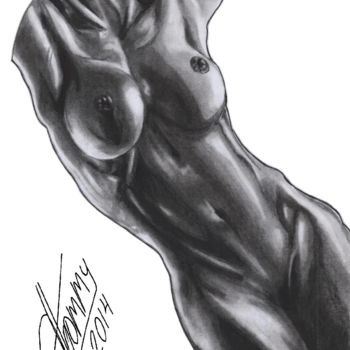 Dibujo titulada "Desnudo N. 3" por Thommy, Obra de arte original, Grafito