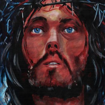 Malerei mit dem Titel "Jesus" von Thommy, Original-Kunstwerk, Tempera