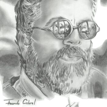 Drawing titled "Facundo Cabral" by Thommy, Original Artwork, Graphite