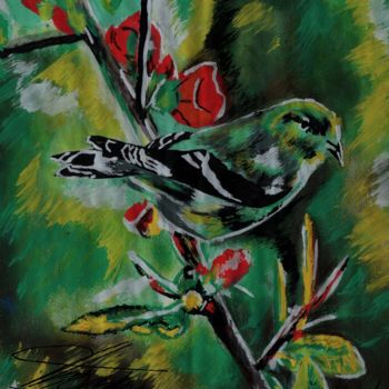 Painting titled "Pajaro" by Thommy, Original Artwork, Tempera