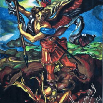 Malerei mit dem Titel "San Miguel Arcangel…" von Thommy, Original-Kunstwerk, Pastell