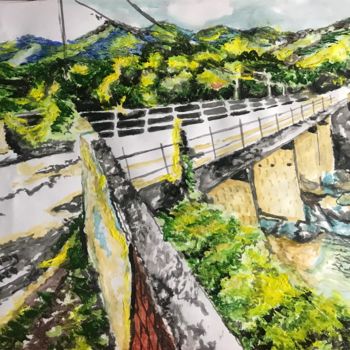 Painting titled "Puente de Teupasenti" by Thommy, Original Artwork, Watercolor