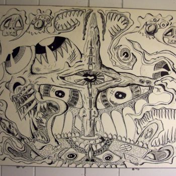 Pittura intitolato "Eyes of Madness" da Tin, Opera d'arte originale, Olio