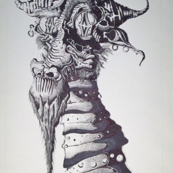 Pittura intitolato "The Dragon" da Tin, Opera d'arte originale