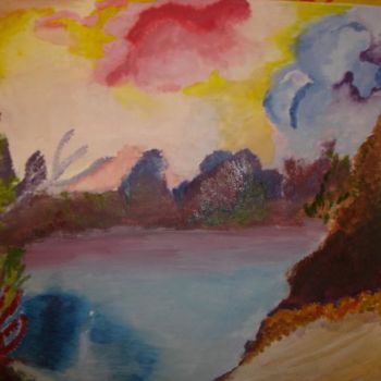 Painting titled "Scenery near a lake" by Thumbelina, Original Artwork