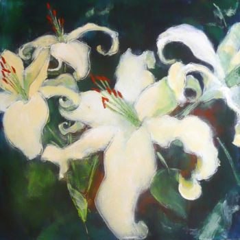 Peinture intitulée "lys blancs" par Thyga, Œuvre d'art originale