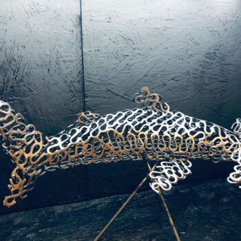 Sculpture intitulée "Requin Marteau Entr…" par Ti'Ou, Œuvre d'art originale, Métaux