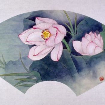 Malerei mit dem Titel "清水芙蓉" von Tian Xi Feng, Original-Kunstwerk, Öl