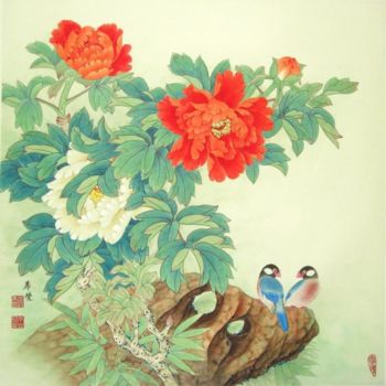 Painting titled "国色之春" by Tian Xi Feng, Original Artwork, Oil