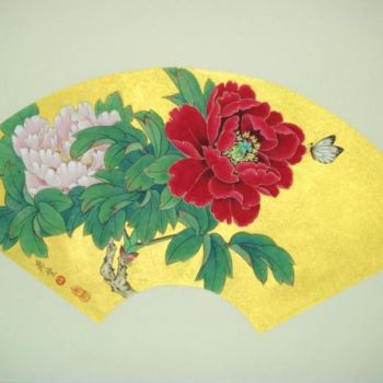 Schilderij getiteld "国色" door Tian Xi Feng, Origineel Kunstwerk, Olie