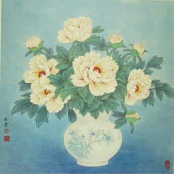 Pintura titulada "月色天香" por Tian Xi Feng, Obra de arte original, Oleo