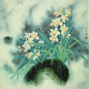 Peinture intitulée "禅意" par Tian Xi Feng, Œuvre d'art originale, Huile