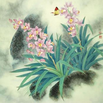 Pintura titulada "清雾含香" por Tian Xi Feng, Obra de arte original, Oleo