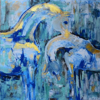 Pintura titulada "Abstrakte Pferde Ice" por Tiba, Obra de arte original, Acrílico