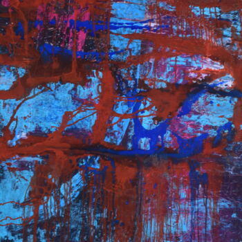 Peinture intitulée "Rojo&Azul" par Tiba, Œuvre d'art originale, Acrylique