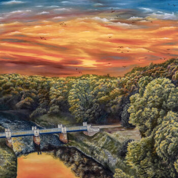 Pintura intitulada "Englische Brücke im…" por Tibor Horvath, Obras de arte originais, Óleo
