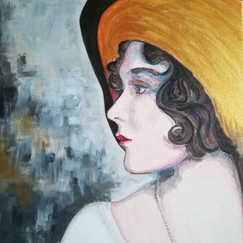 Peinture intitulée "femme-au-chapeau.jpg" par Tibor Valetti, Œuvre d'art originale