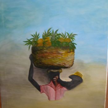 Painting titled "marchand d'ananas" by Veronique Fpa, Original Artwork