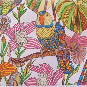 Pintura intitulada "Papagaio" por Ticiana Baratella, Obras de arte originais, Lápis