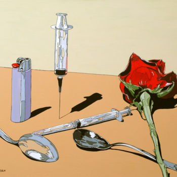 Schilderij getiteld "Heroin 1" door Lucian Tidorescu, Origineel Kunstwerk, Acryl