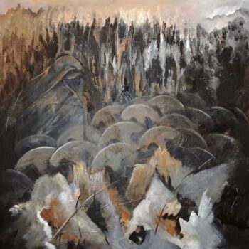 Painting titled "transhumance( n2)" by Tielor, Original Artwork, Acrylic Mounted on Wood Stretcher frame