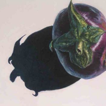 Ζωγραφική με τίτλο "aubergine bouffon" από Koodertdz, Αυθεντικά έργα τέχνης, Λάδι