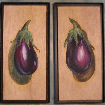 Painting titled "couple d'aubergines" by Koodertdz, Original Artwork