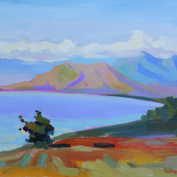 Painting titled "Lake Sevan" by Tigran Avetyan, Original Artwork, Oil