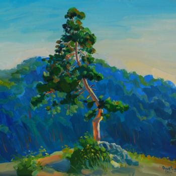 Pittura intitolato "Lonely tree" da Tigran Avetyan, Opera d'arte originale, Olio