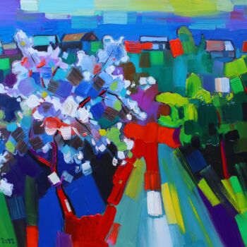 Картина под названием "Spring in village" - Tigran Avetyan, Подлинное произведение искусства, Масло