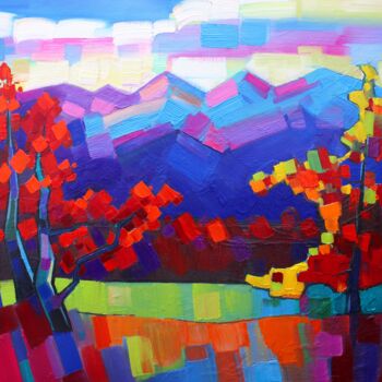 Painting titled "Autumn landscape #2" by Tigran Avetyan, Original Artwork, Oil