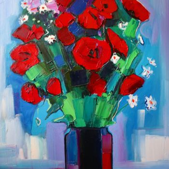 Pintura intitulada "Flowers original #1" por Tigran Avetyan, Obras de arte originais, Óleo